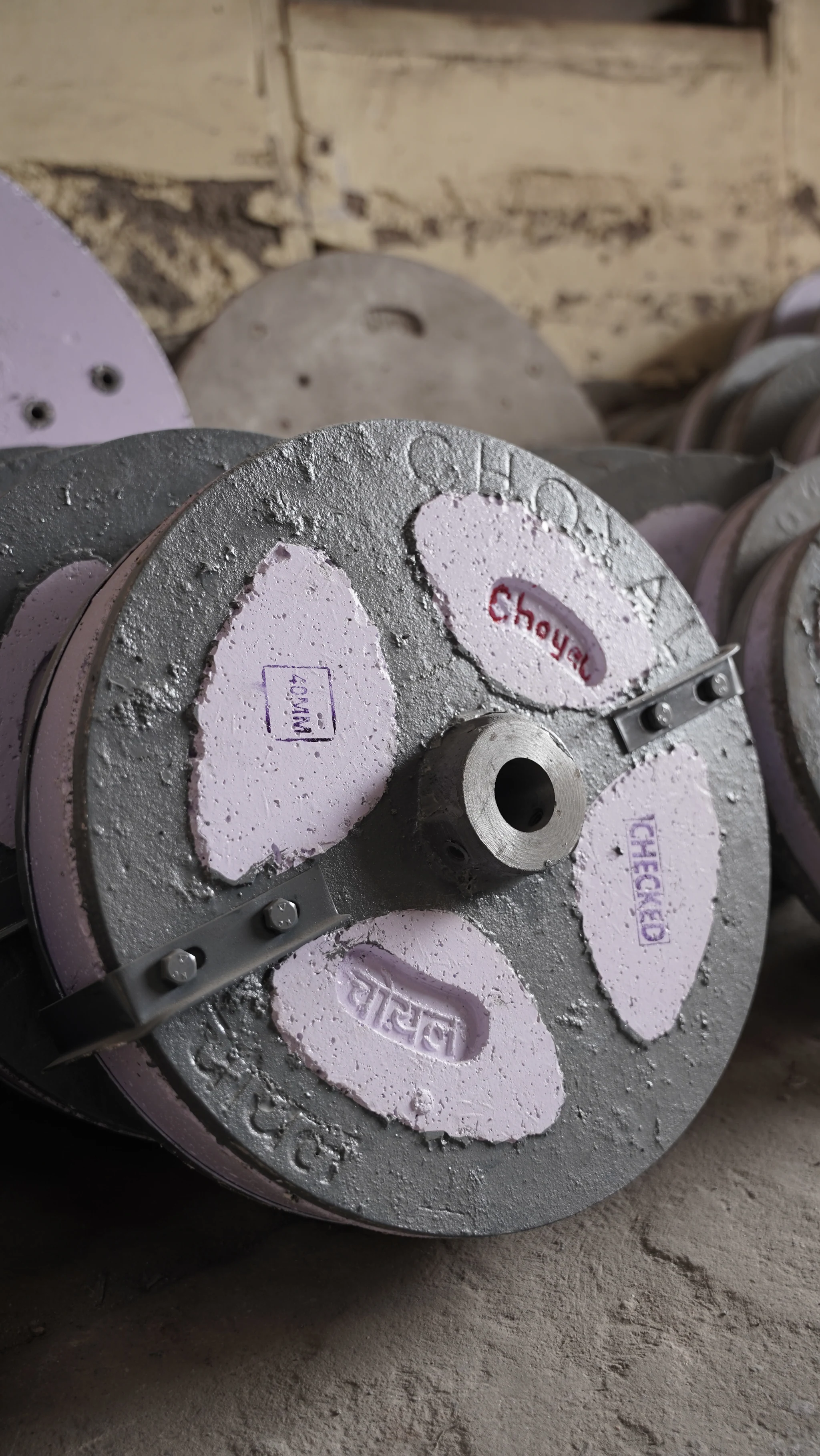 Close-up of a finished Choyal emery stone